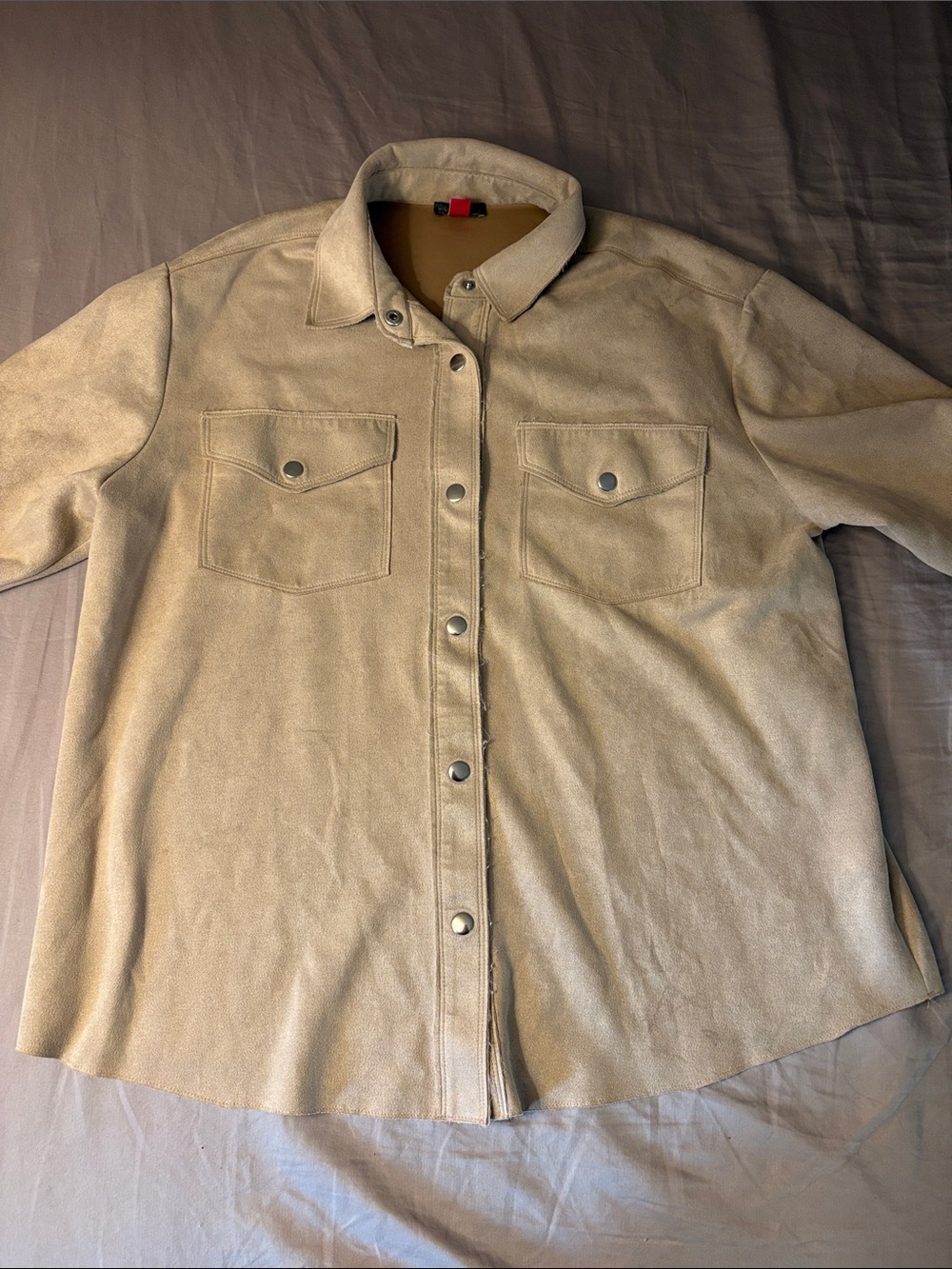 Vince Camuto Beige Button-Front Women’s Shirt Jacket
